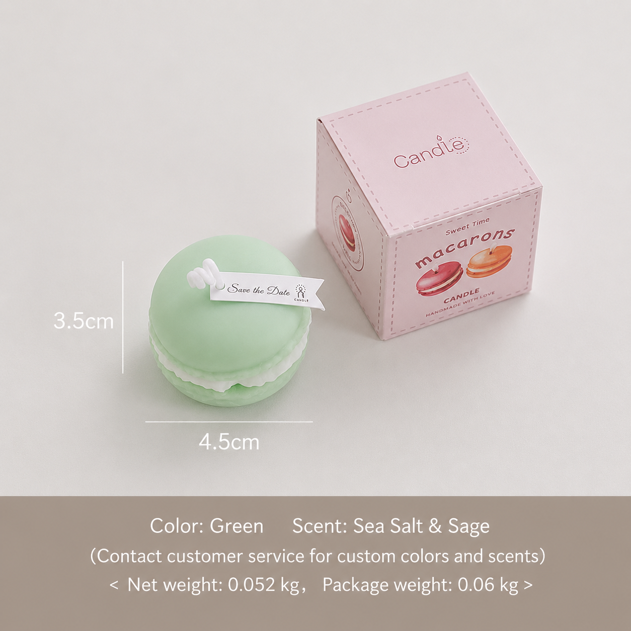 Pastel Macaron Candle - Hand-Poured Soy Wax, Multiple Scents, Perfect for Bedroom Decor, Birthday Gift for Dessert Lovers