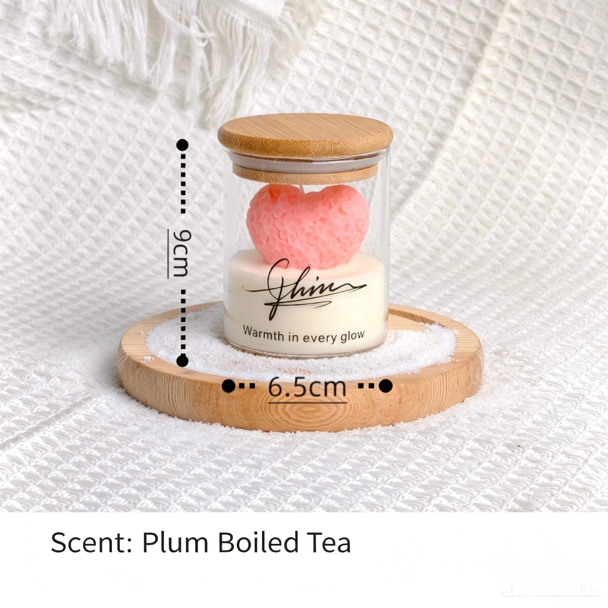 Valentine's Day Heart Rose Candle - Scented Soy Wax Candle in Glass Jar