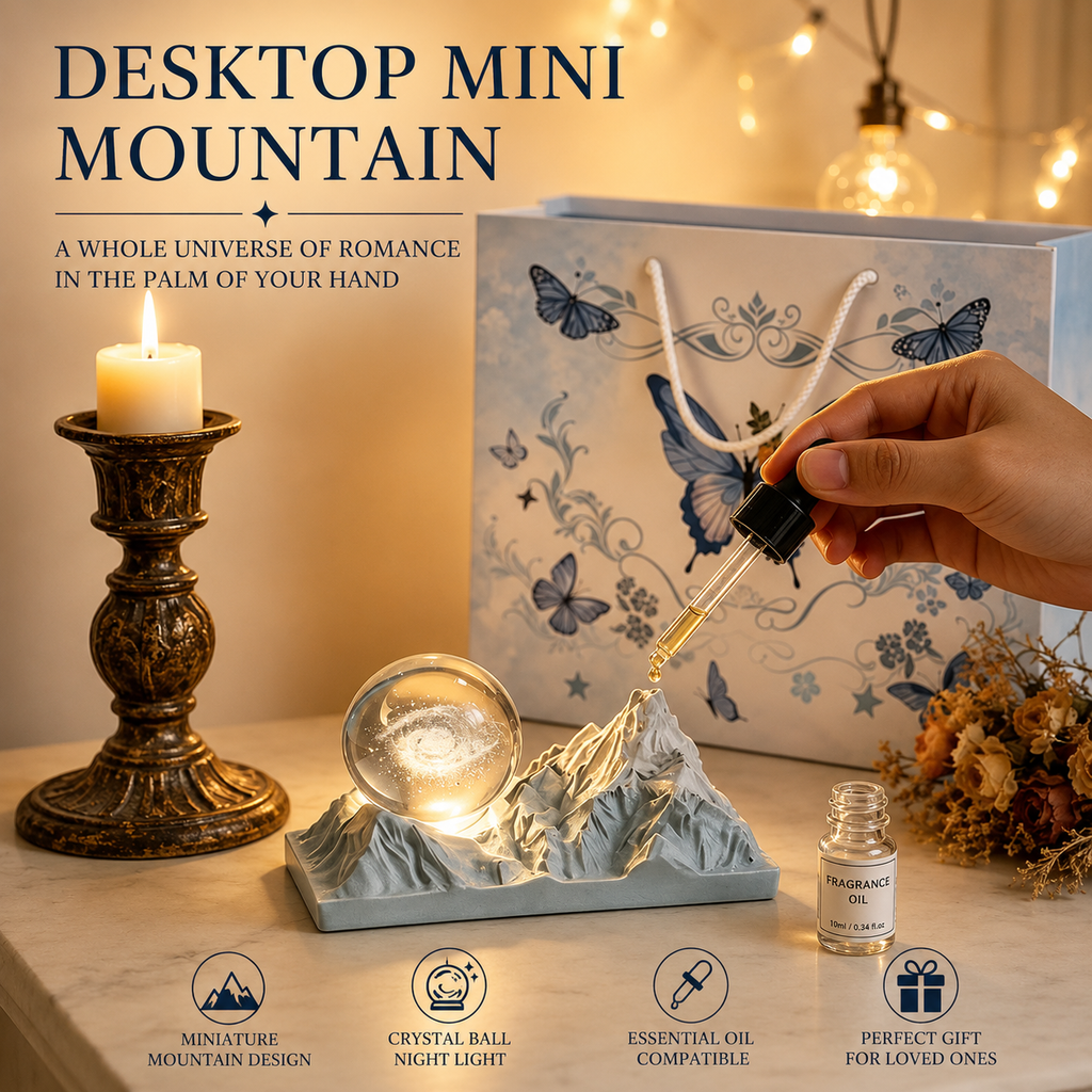Snow Mountain Twin Peaks Crystal Ball Aromatherapy Ornament — Long-Lasting Fragrance Home Décor Gift Box