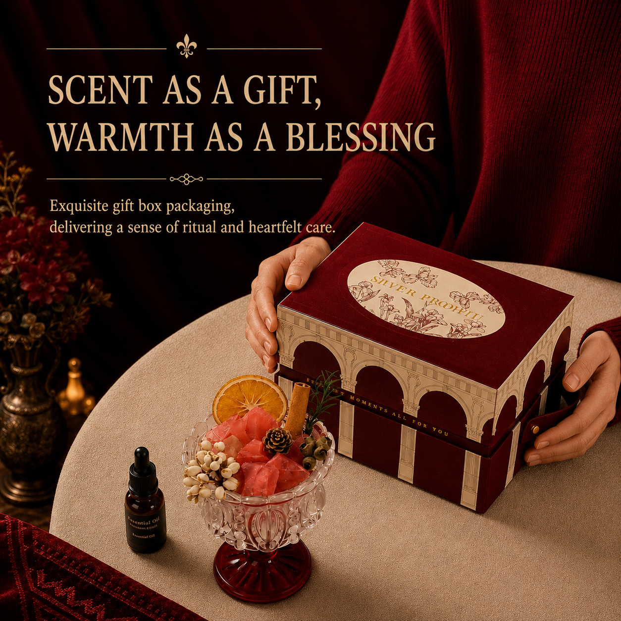 Luxury Rose Iceland Aroma Diffuser Stone Gift Box | Freesia & Multi Fragrance for Birthday Anniversary Present for Her