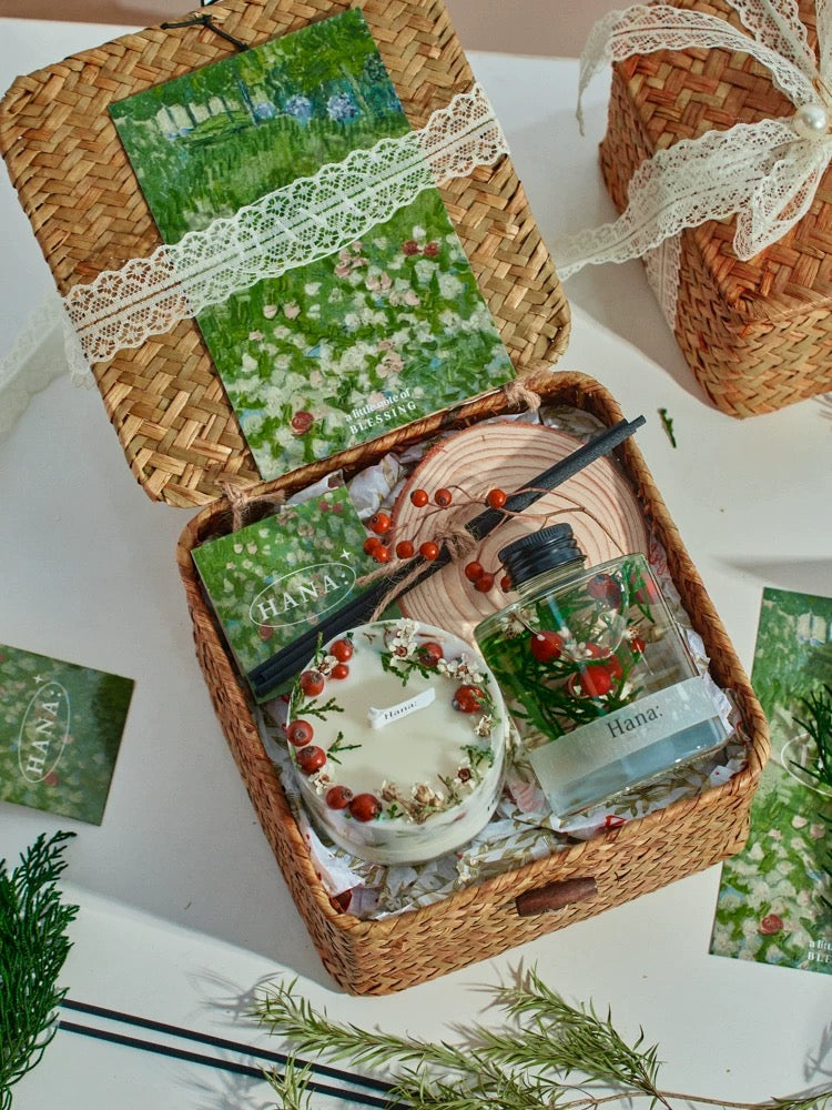 Premium Natural Soy Wax Candle + Reed Diffuser Set | Cottagecore Aromatherapy Gift Box