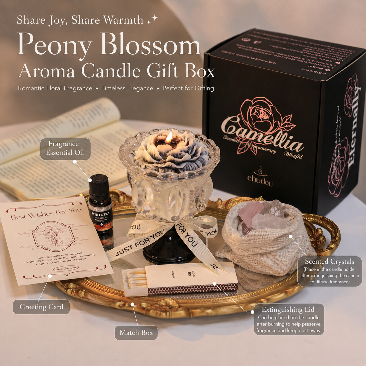 Elegant Floral Aroma Candle Gift Box – Romantic Home Fragrance & Aesthetic Decor Collection