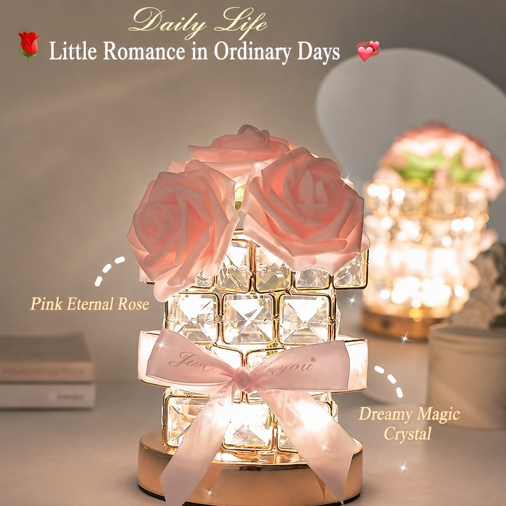 Preserved Rose Crystal Lamp With Light And Fragrance Perfect Gift For Birthday And Anniversary
