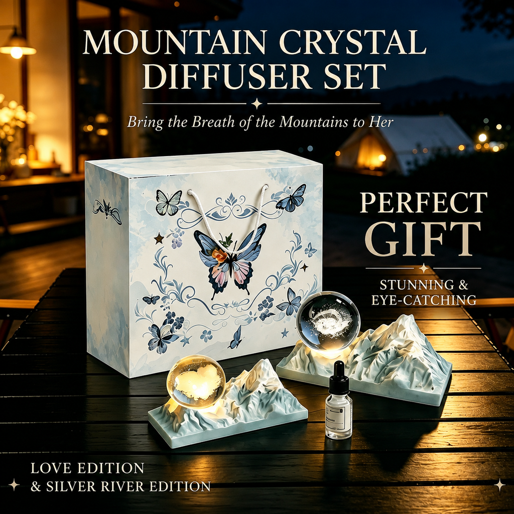 Snow Mountain Twin Peaks Crystal Ball Aromatherapy Ornament — Long-Lasting Fragrance Home Décor Gift Box