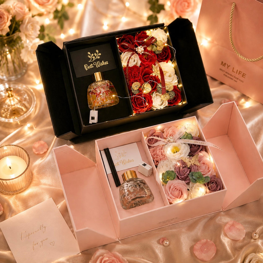 Peach Freesia Soap Flower Gift Box – Elegant Fragrance Gift for Girlfriend, Wife & Best Friend