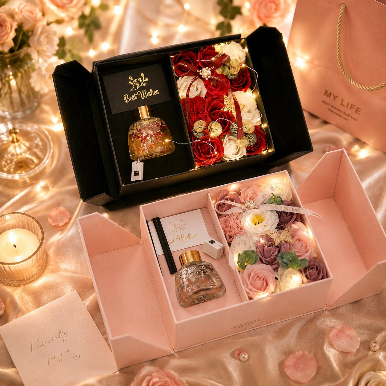 Peach Freesia Soap Flower Gift Box – Elegant Fragrance Gift for Girlfriend, Wife & Best Friend