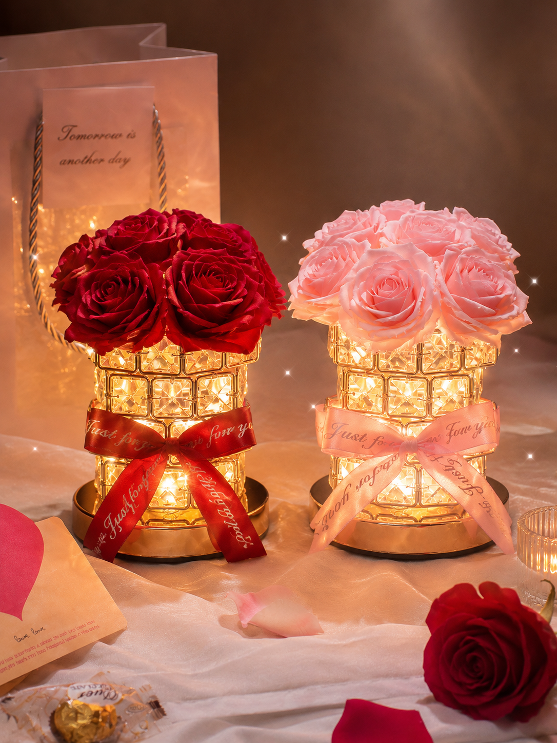Preserved Rose Crystal Lamp With Light And Fragrance Perfect Gift For Birthday And Anniversary