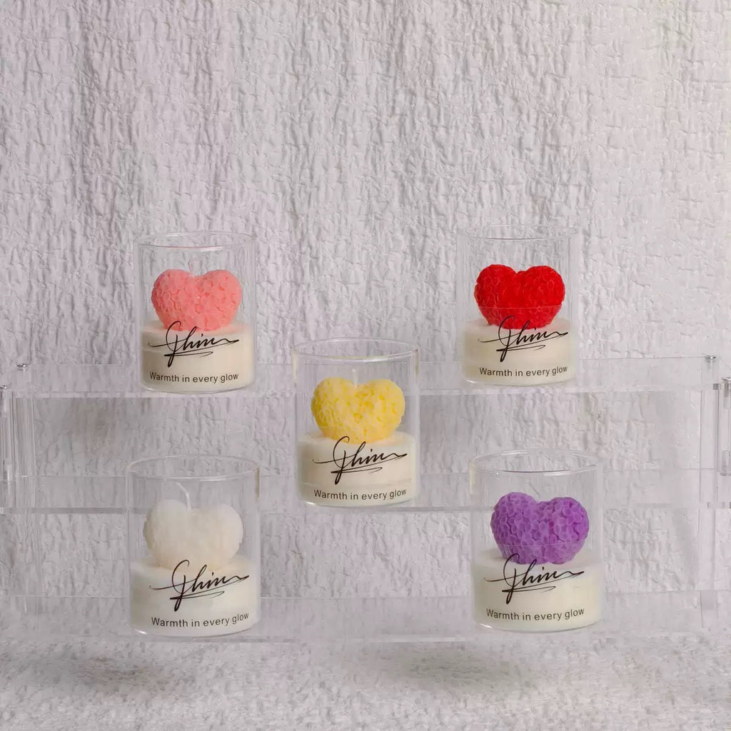Valentine's Day Heart Rose Candle - Scented Soy Wax Candle in Glass Jar