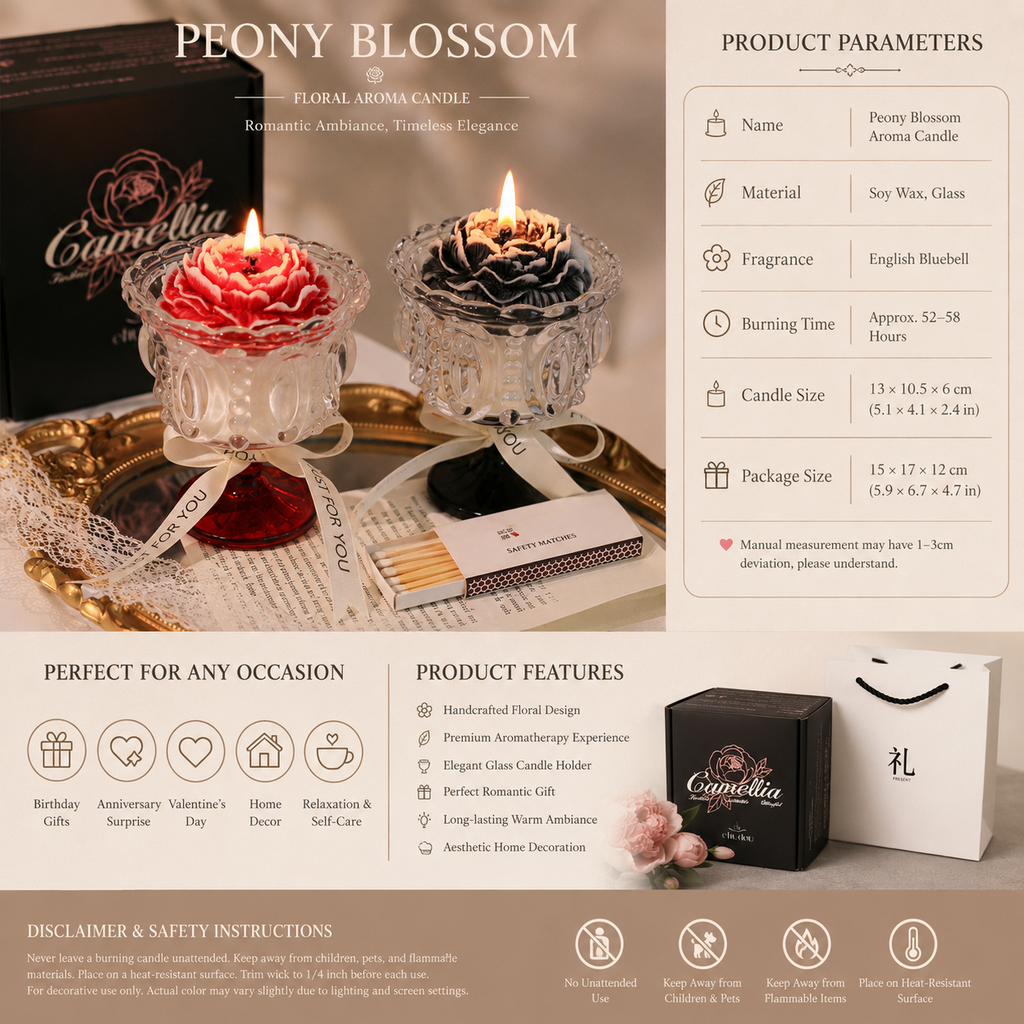 Elegant Floral Aroma Candle Gift Box – Romantic Home Fragrance & Aesthetic Decor Collection