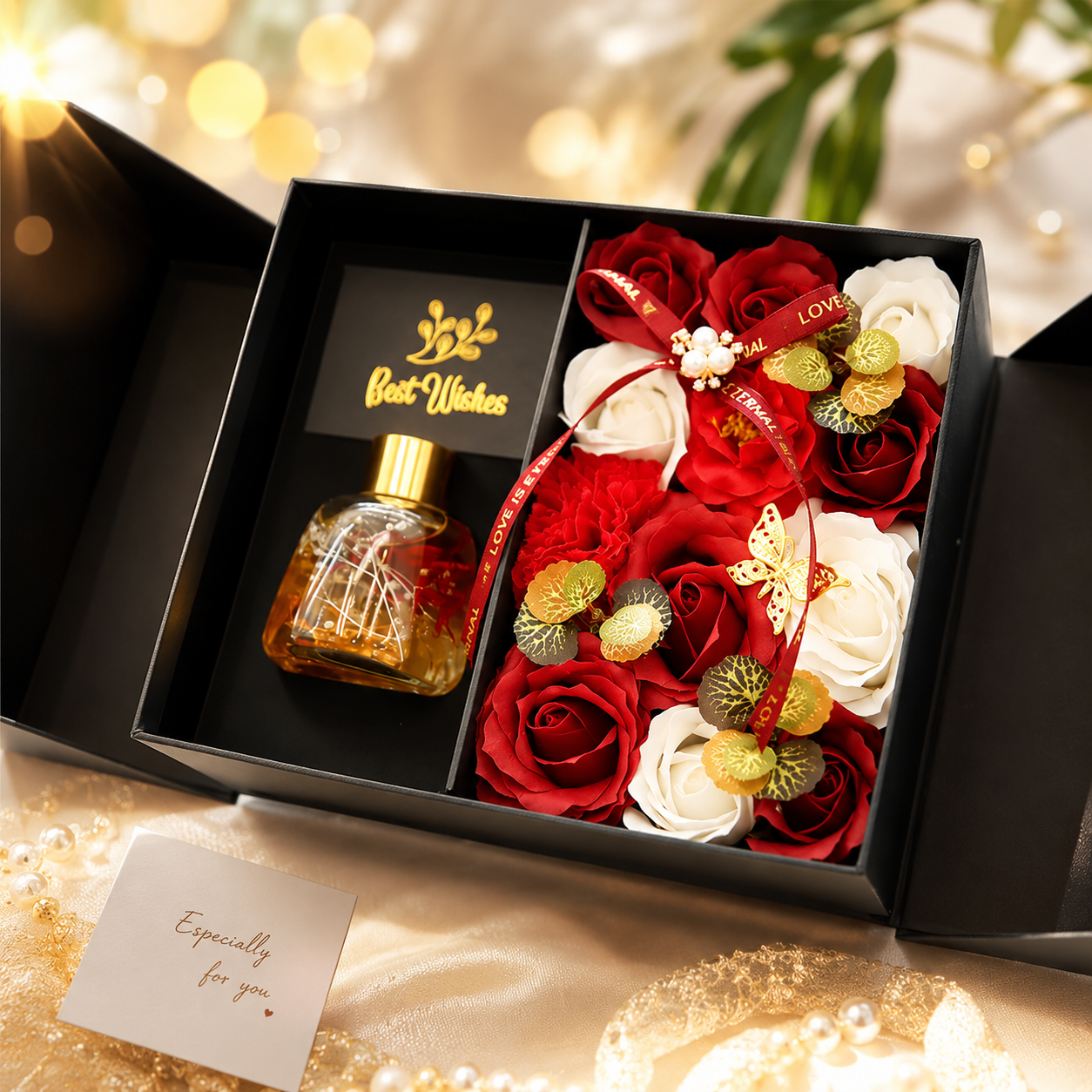 Peach Freesia Soap Flower Gift Box – Elegant Fragrance Gift for Girlfriend, Wife & Best Friend