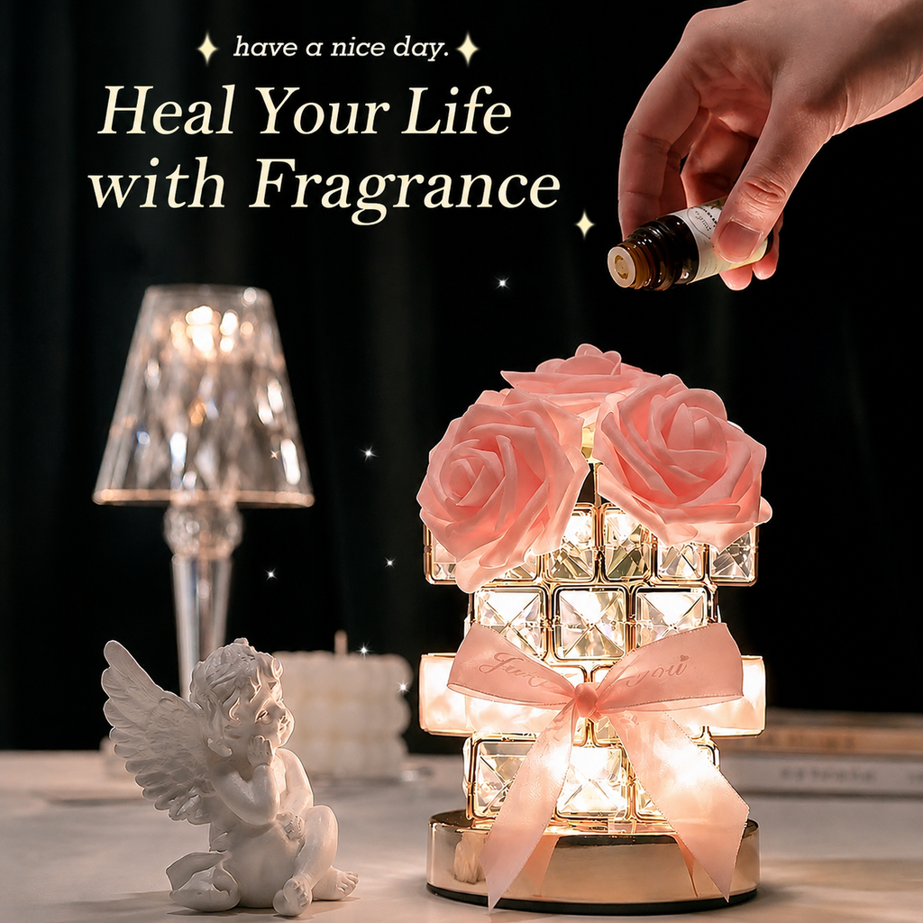 Preserved Rose Crystal Lamp With Light And Fragrance Perfect Gift For Birthday And Anniversary