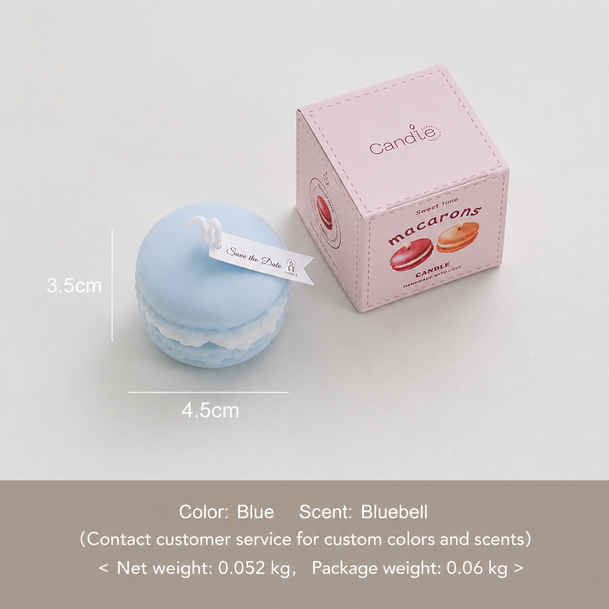 Pastel Macaron Candle - Hand-Poured Soy Wax, Multiple Scents, Perfect for Bedroom Decor, Birthday Gift for Dessert Lovers