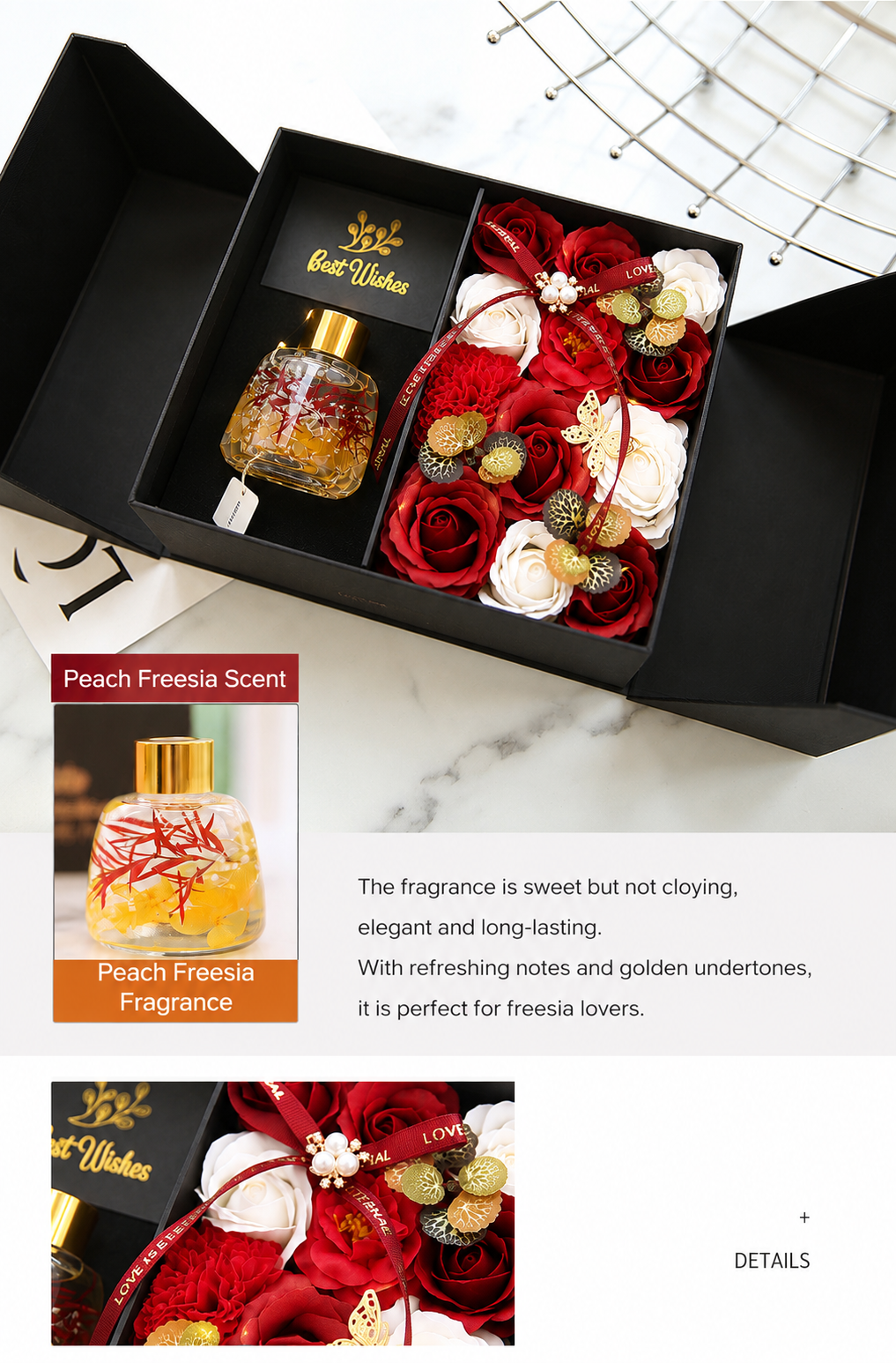 Peach Freesia Soap Flower Gift Box – Elegant Fragrance Gift for Girlfriend, Wife & Best Friend