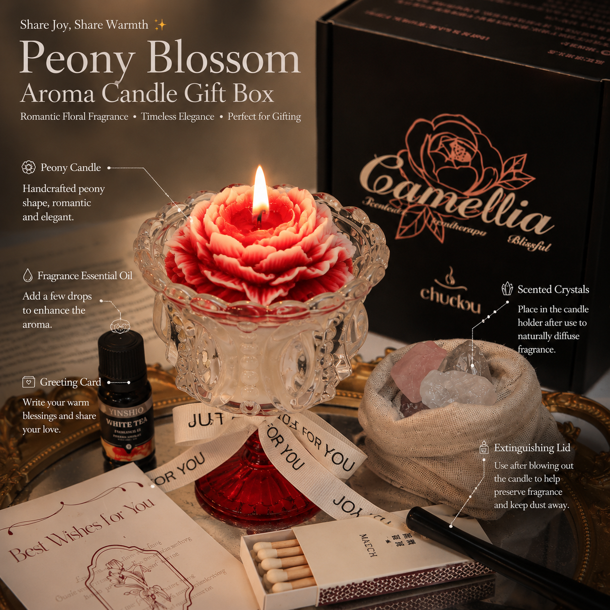 Elegant Floral Aroma Candle Gift Box – Romantic Home Fragrance & Aesthetic Decor Collection